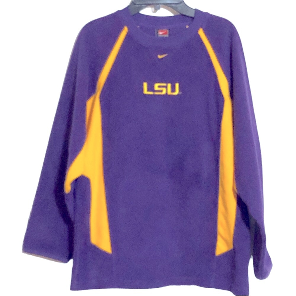 Nike Fleece Pullover Top LSU Tigers Purple & Gold Crew Neck Womens Size … - Picture 1 of 8